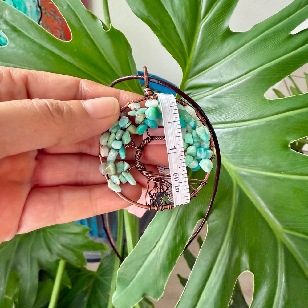 Amazonite Tree of Life Pendant | Speak Your Truth & Soothe the Soul - Picture 5 of 5
